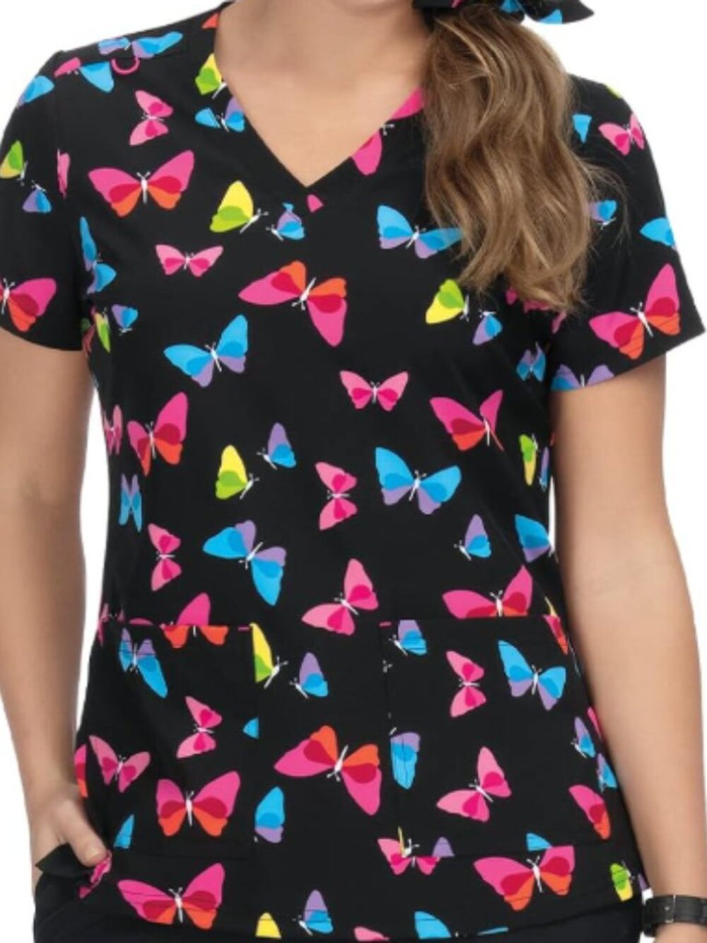 Koi French Bull Lulu Print V-Neck